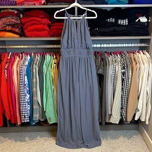 Lalavon dusty blue sleeveless back zipper closure tie back jumpsuit size S